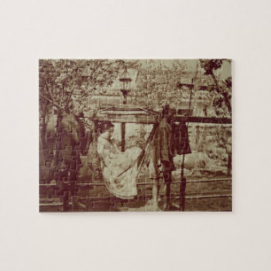 Ein Geisha, der herein einer Sänfte (Sepia-, Puzzle