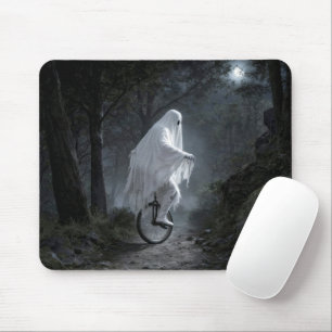 Ein Geist fährt auf einem Einrad in einem unheimli Mousepad