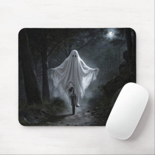 Ein Geist fährt auf einem Einrad in einem unheimli Mousepad