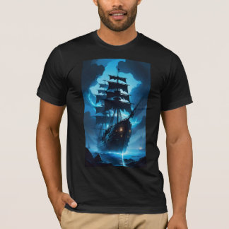 ein Geisterschiff, ein Piratenschiff, ein nebliges T-Shirt