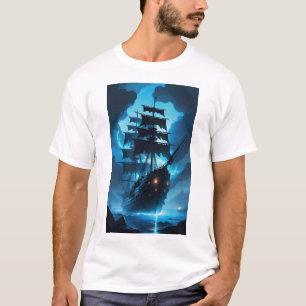 ein Geisterschiff, ein Piratenschiff, ein nebliges T-Shirt