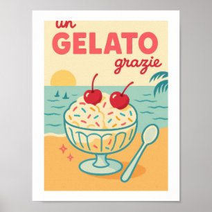 Ein Gelato Grazie Retro-Eiscreme-Strand Tropisch Poster