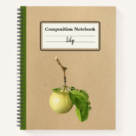 Ein gelber Apfel mit Blätter Personalisierter Comp Notizbuch