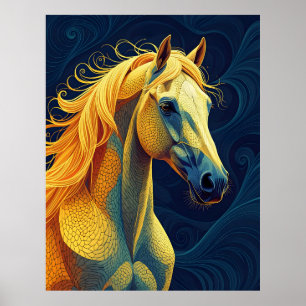 Ein gelbes blaues Pferd Poster