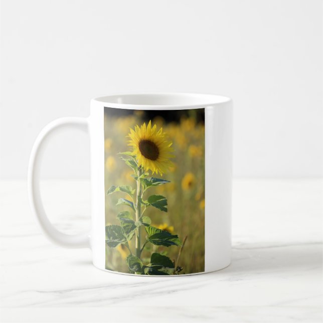 Ein gelbes Sonnenblumenfoto Kaffeetasse (Links)