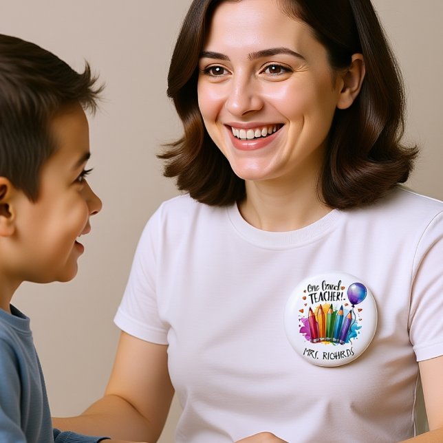 Ein geliebter Lehrer Personalisiert Dankeschön Button (One Loved Teacher Personalised Thank You Gift Button)