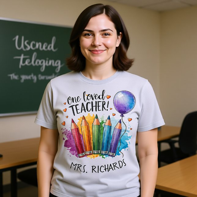 Ein geliebter Lehrer Personalisiert Dankeschön T-Shirt (One Loved Teacher Personalised Thank You Gift T-Shirt)