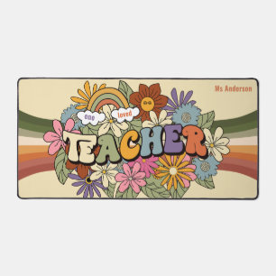 Ein geliebter Lehrer Retro Groovy Personalisiert Schreibtischunterlage