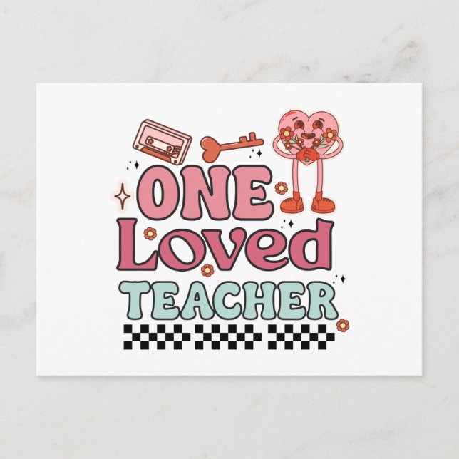 Ein geliebter Lehrer Retro Valentinstag Postkarte (Vorderseite)
