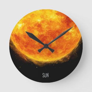 Ein Gemälde der Sonne im Weltraum Runde Wanduhr