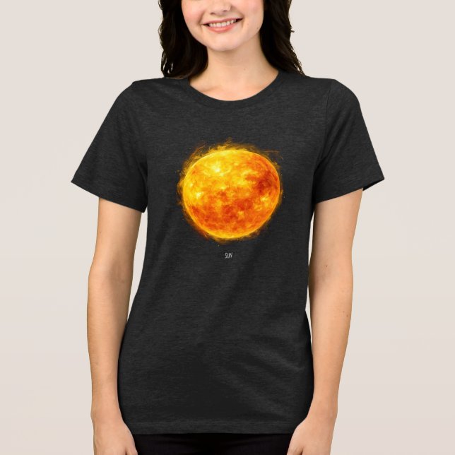 Ein Gemälde der Sonne im Weltraum Tri-Blend Shirt (Vorderseite)