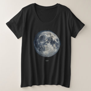 Ein Gemälde des Mondes auf einem Weltraum-T-Shirt Große Größe T-Shirt