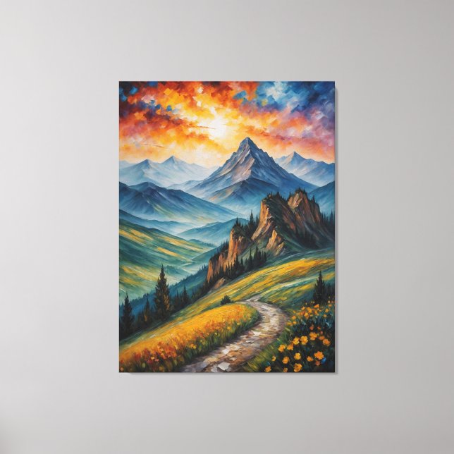 ein Gemälde einer Berglandschaft Leinwanddruck (Vorderseite)