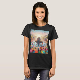 ein Gemälde einer Gruppe von Menschen in einem Par T-Shirt