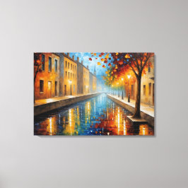 ein Gemälde eines Kanals mit Bäumen und Gebäude Leinwanddruck