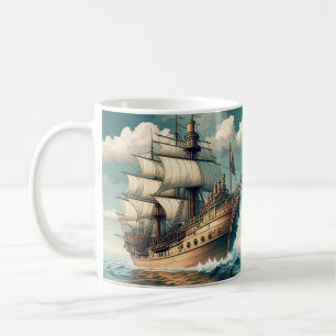 Ein Gemälde eines Schiffes mit den Segeln ab 56350 Kaffeetasse