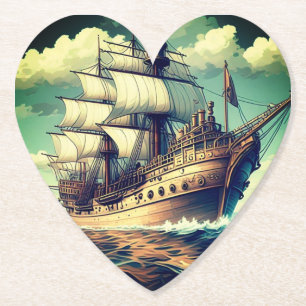 Ein Gemälde eines Schiffes mit den Segeln ab 56350 Untersetzer