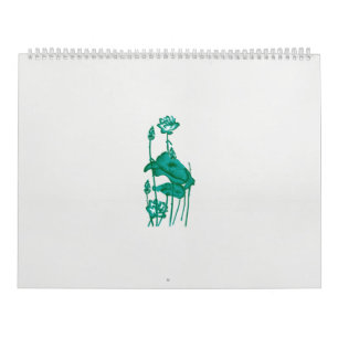 ein Gemälde mit einer Blume und einem Fisch auf ei Kalender