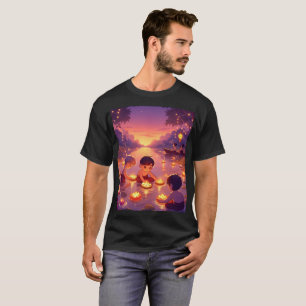 ein Gemälde von Kindern, die im Wasser mit einem T-Shirt