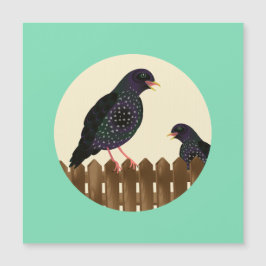 Ein Gemeiner Gartenvogel saß auf einem Zaun Magnetkarte