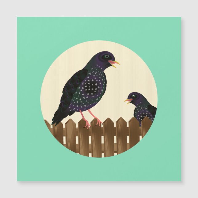 Ein Gemeiner Gartenvogel saß auf einem Zaun Magnetkarte (Vorderseite)