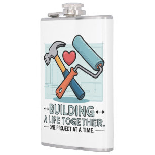 Ein gemeinsames Leben aufbauen   Süßes DIY-Pärchen Flachmann