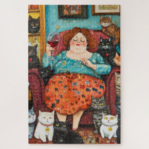 Ein gemütlicher Abend mit kinderloser Cat Lady Puzzle