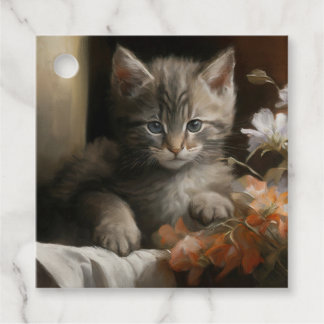 Ein gemütlicher Corner Tabby Kitten Geschenketiket Geschenkanhänger