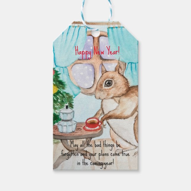 Ein gemütlicher zeichn eines niedlichen Eichhörnch Geschenkanhänger (Vorderseite)