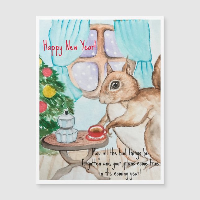 Ein gemütlicher zeichn eines niedlichen Eichhörnch Magnetkarte (Vorderseite)