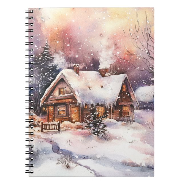 Ein gemütliches Cottage im Winter Notizblock (Vorderseite)