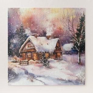 Ein gemütliches Cottage im Winter Puzzle