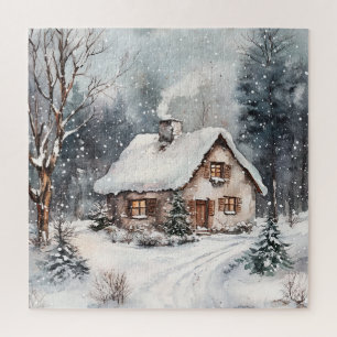 Ein gemütliches Cottage im Winter Puzzle