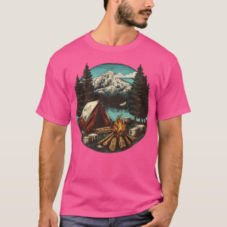Ein gemütliches Kaminfeuer am See und eine schneeb T-Shirt