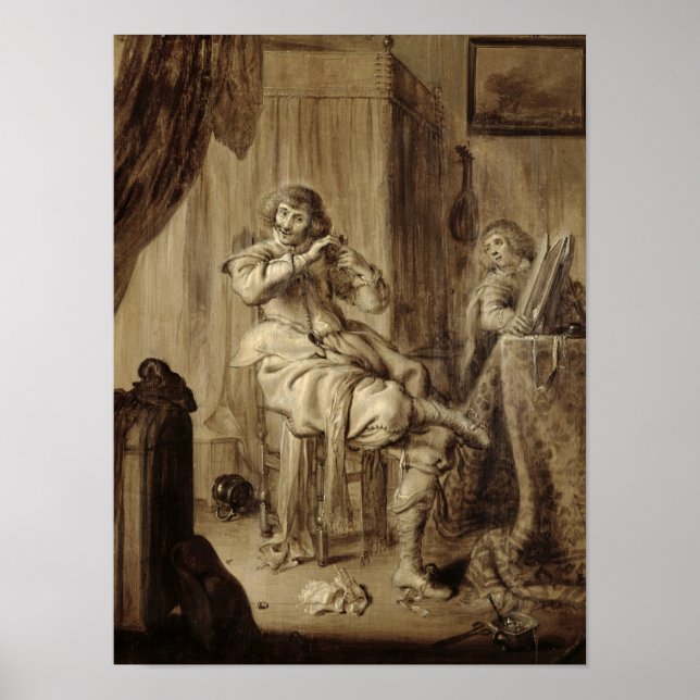 Ein Gentleman auf seiner Toilette, 1660 Poster (Vorne)