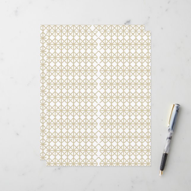 ein geometrisches Muster aus weiß und gold (Vorderseite/Rückseite Beispiel)