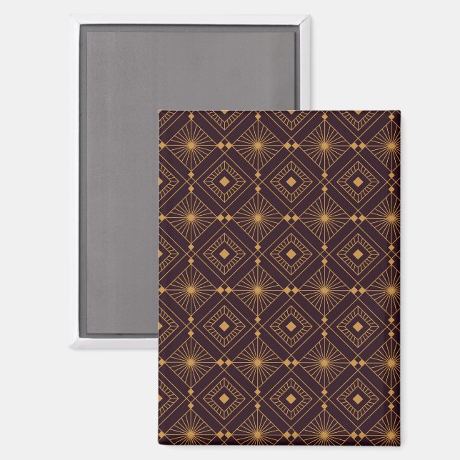 Ein geometrisches Muster mit goldenen Diamantforme Magnet (Vorderseite/Rückseite)