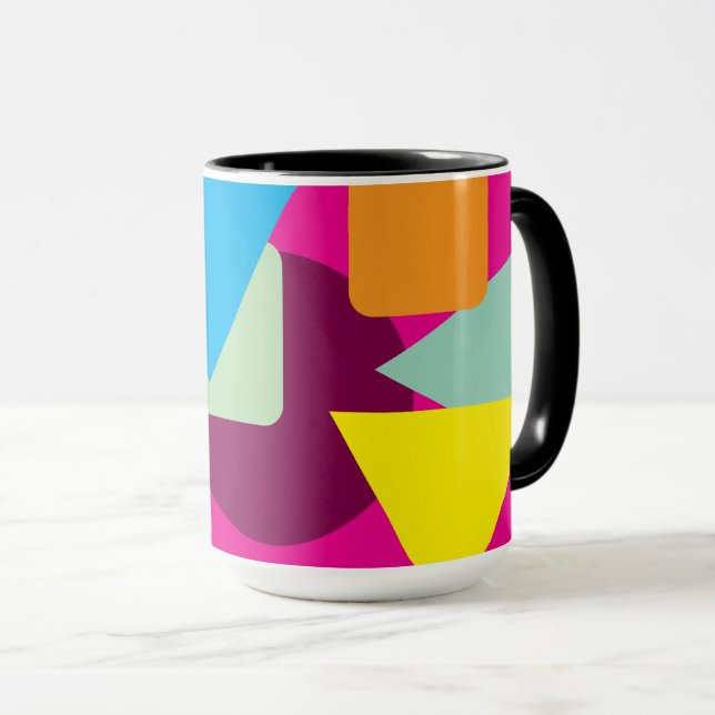 Ein geometrisches Retro-Design Tasse (VorderseiteRechts)