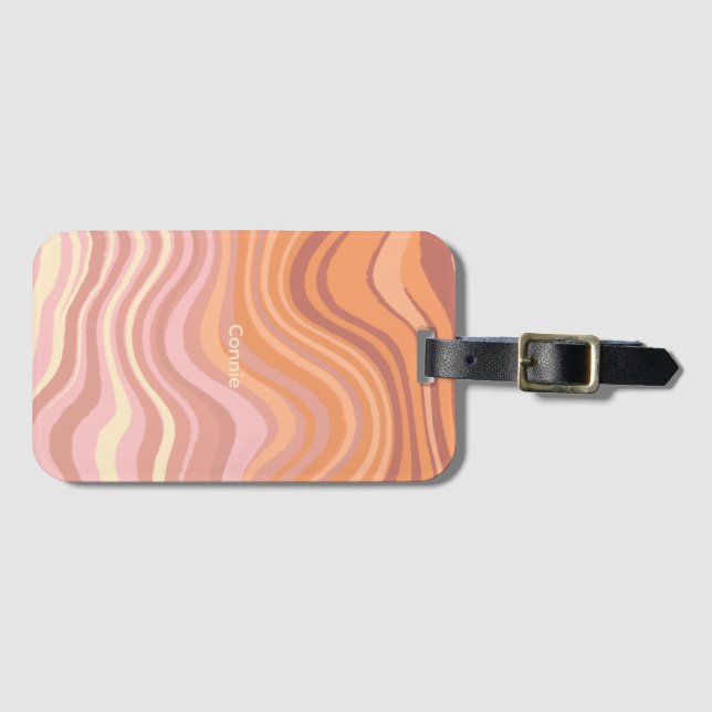 Ein Gepäckanhänger mit Sonnenuntergangsfarben in W (Vorderseite (Horizontal))
