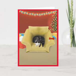 Ein Geschenk erwartet Feiertagskarte