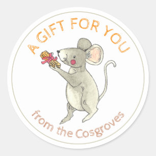 Ein Geschenk für dich Maus mit Buchgeschenk Runder Aufkleber