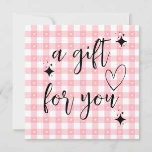 Ein Geschenk für dich Pink Gingham Karte Cute Co