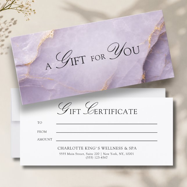 Ein Geschenk für dich! Violett Gold Marmor (A Gift for You! Black Gold Marble Gift Certificate)