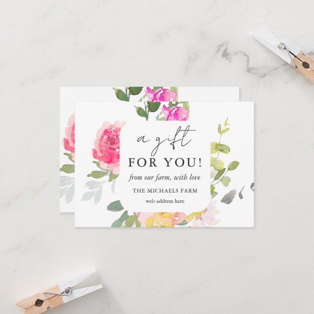 Ein Geschenk für Ihr Blumengeschenk (Vorderseite/Rückseite Beispiel)