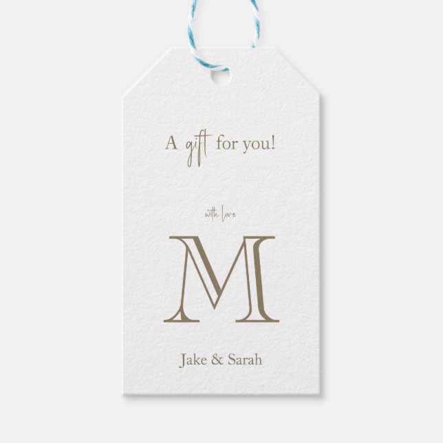 Ein Geschenk für Ihr Gold Monogramm Geschenkanhänger (Vorderseite)