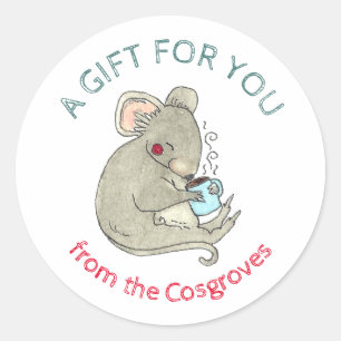 Ein Geschenk für Ihre Maus mit heißer Schokolade Runder Aufkleber