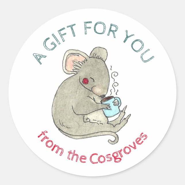 Ein Geschenk für Ihre Maus mit heißer Schokolade Runder Aufkleber (Vorderseite)