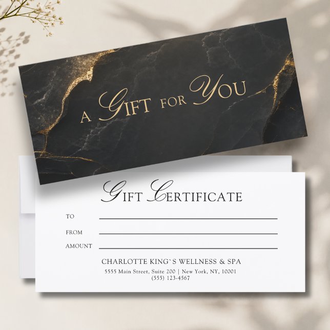 Ein Geschenk für Sie! Schwarz-Gold-Marmor (A Gift for You! Black Gold Marble Gift Cerificate)