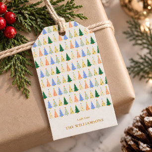 Ein Geschenk vom Familiennamen Farbige Weihnachtsb Geschenkanhänger