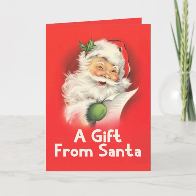 Ein Geschenk vom Weihnachtsmann Vintag Karte (Vorderseite)